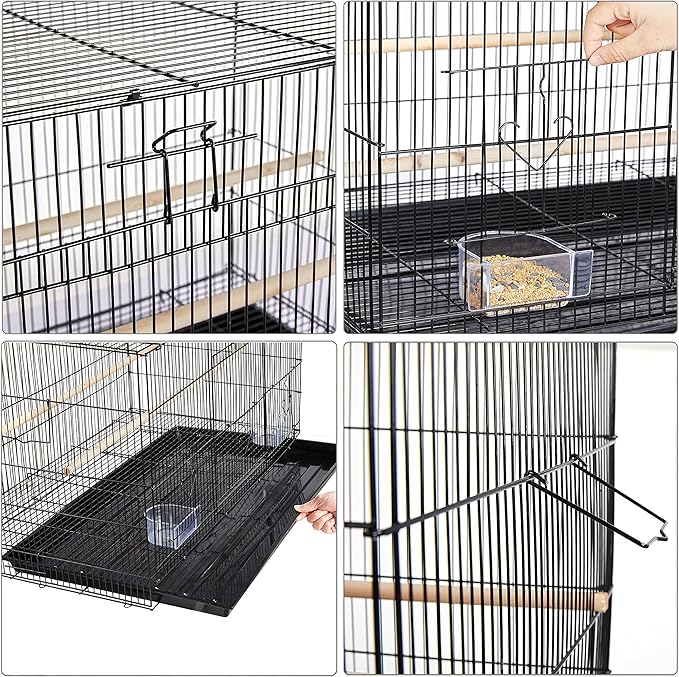 Yaheetech Pack of 2 Stackable Rectangle Breeding Flight Parakeet Bird Cage for Finches Budgies Cockatiels Conures Lovebirds Canaries Parrots w/Slide-Out Tray