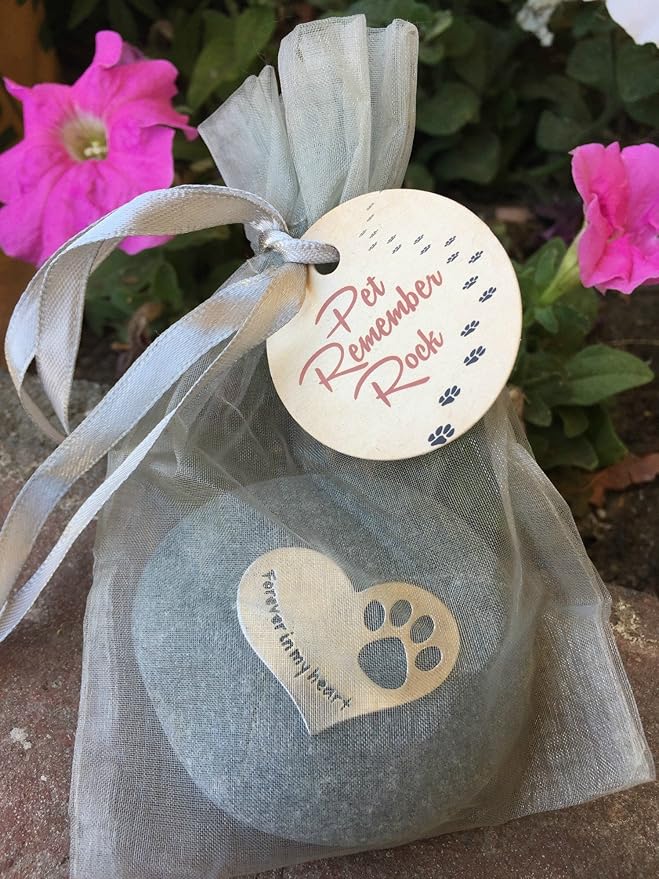 Comforting Dog Memorial Gift - Sympathy or Condolence Gift for Loss of Pet - Forever in My Heart Stone by Whitney Howard Designs
