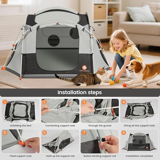 Portable Cat Tent, Removable Pet Playpen for Indoor and Outdoor Use of Puppy and Kitten Play Enclosure Houses