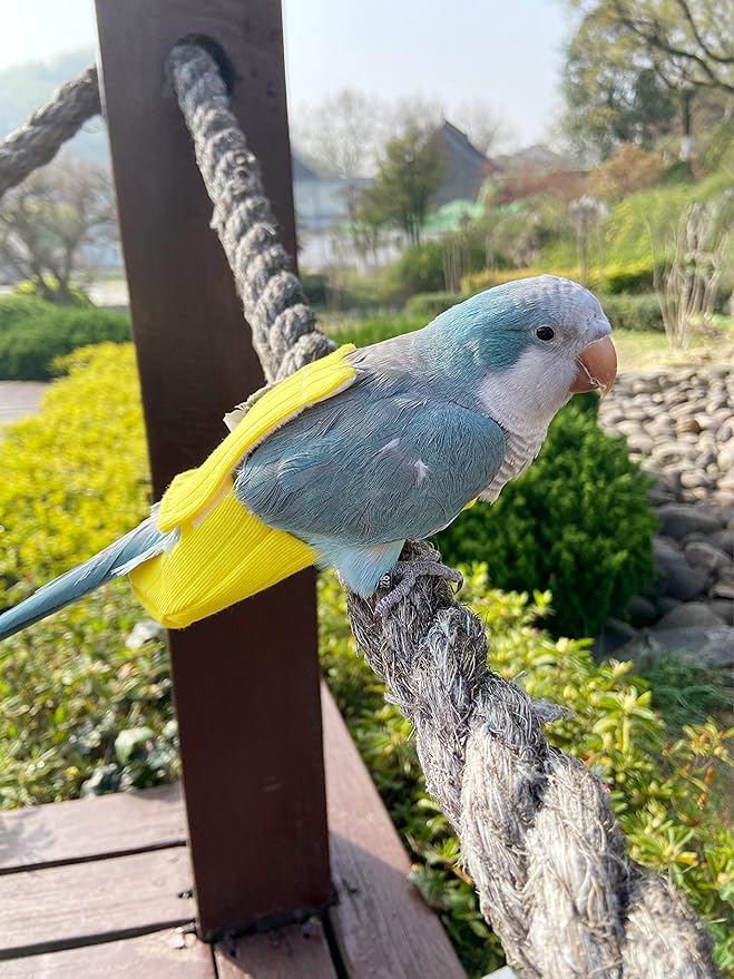 Parrot Bird Diapers, Birds Flight Suit, Parrot Clothes, Pet Animal Costumes, Bird Clothes, Cockatiel Bird Diaper, Pet Bird Diapers, Parrot Flight Suit, Bird Parrot Clothes (Yellow, 5XL)