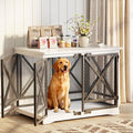 COZPAW Large Dog Crate Furniture - 48 inch Heavy Duty Dog Kennel Indoor for XLarge Breed with Double Doors, Wooden Dog Cage XL Modern Decorative End Table Pet House (White)