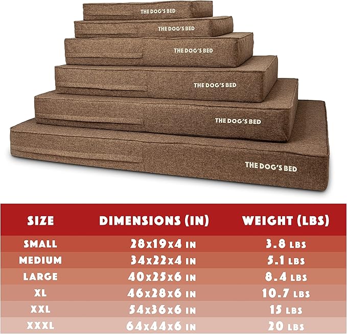 The Dog’s Bed Orthopedic Memory Foam Dog Bed Mattress, Linen Fabric, Brown Linen, Small, 4-Inch