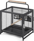 Topeakmart Travel Bird Cage Carrier for Small to Medium Sized Birds Lovebirds Parrotlet Conue Cockatiels with Handle Perch & Stainless Steel Bowls, Black