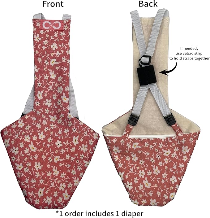 Chicken Diapers Duck Diaper Diaperalls for Hens, Roosters, Ducks, Ducklings - Reusable, Adjustable by Uni Infinity (Pink Floral, Duck Medium, 1, Count)