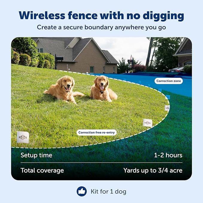 PetSafe Stay & Play Compact Wireless Fence - Covers Up to 3/4 Acre - for Dogs 5lb+ - Portable and No Digging Required