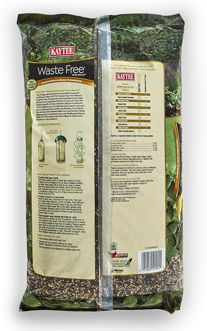 Kaytee No Mess Finch Seed and Nyjer Blend, Attracts Goldfinches, Chickadees, Junos, Finches and Other Wild Birds, 8 Pounds (Pack of 2)