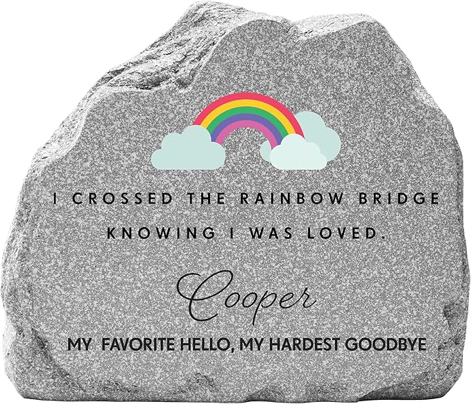 Let's Make Memories Personalized Pet Memorial Garden Stone - Sympathy - Condolences - Upright Dog Memorial - Cat Memorial - Rainbow Crossings