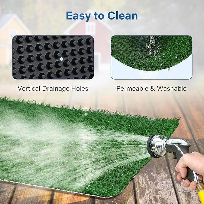 Artificial Dog Grass Pad with Tray for Potty – 16x20 inches Strong Absorbency Grass Pad, Dog Litter Box for Indoor/Balcony/Apartment