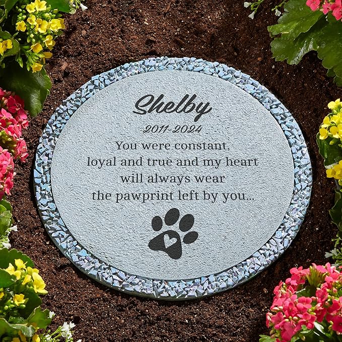 Let's Make Memories Personalized Pet Memorial Garden Stone - in Loving Memory - Dog or Cat Memorial
