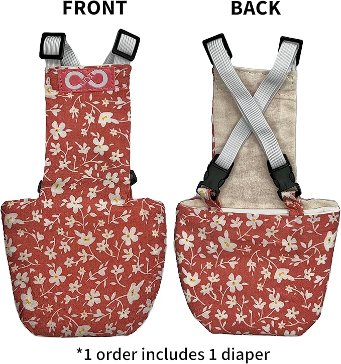 Chicken Diapers Duck Diaper Diaperalls for Hens, Roosters, Ducks, Ducklings - Reusable, Adjustable by Uni Infinity (Pink Floral, Chicken Medium, 1, Count)