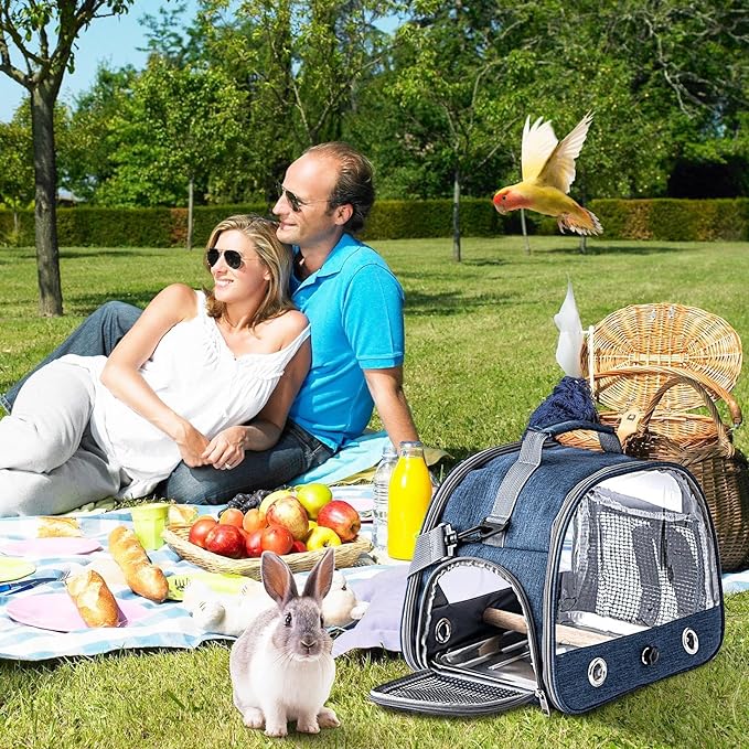 Portable Bird Travel Cage - Parrot Backpack with Strap, Compact Small Birds Carrier | Lightweight Outdoor Cage for Conures Budgies Parakeets Gentoo Parrots Travel Use Transport Companion