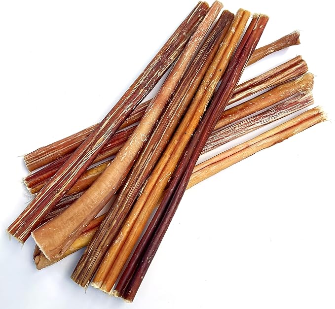 12 inch Standard Bully Sticks for Dogs - 10 Pack - 100% Natural, Single Ingredient, Easily Digestible, All Beef Dog Treats and Rawhide Free Dental Chew Bones for Dogs