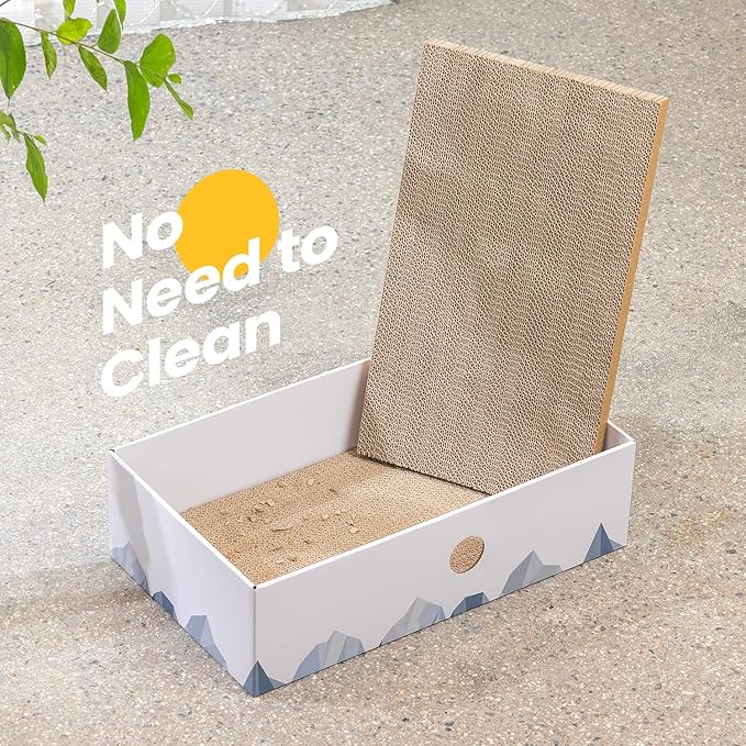 Cat Scratcher Box with 3-Layer Corrugated Pad, Heavy-Duty Double-Sided Cardboard Scratching Board & Bed, Checkered Design, for Cats, Large 2-Pack