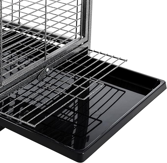 Topeakmart Travel Bird Cage Carrier for Small to Medium Sized Birds Lovebirds Parrotlet Conue Cockatiels with Handle Perch & Stainless Steel Bowls, Black