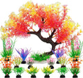 MyLifeUNIT Fish Tank Decorations, 15 Pack Artificial Aquarium Plants Tree Set for Fish Tank Decor (Pink Set)