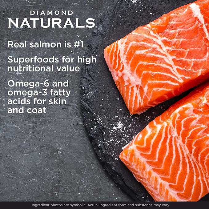 Diamond Naturals Skin & Coat Real Salmon and Potato Recipe Dry Dog Food with Quality Protein, Omega Fatty Acids, Probiotics and Essential Nutrients to Promote Healthy Skin and Coat 30lb