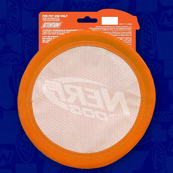 Nerf Dog Nylon Flyer Dog Toy, Flying Disc, Lightweight, Durable and Water Resistant, Great for Beach and Pool, 9 inch diameter, for Medium/Large Breeds, Single Unit, Orange