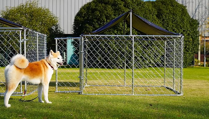 78"x 78" Outdoor Dog Enclosure Heavy Duty Dog Kennel House Mesh Dog Big Cage Pet Kennel Steel Fence with Secure Lock