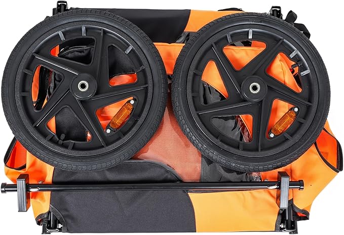 Heavy-Duty Dog Bike Trailer & Collapsible Pet Carrier for Bike with 16-Inch All-Terrain Wheels, Universal Hitch, Safety Flag & Weather-Resistant Design for Outdoor Adventures