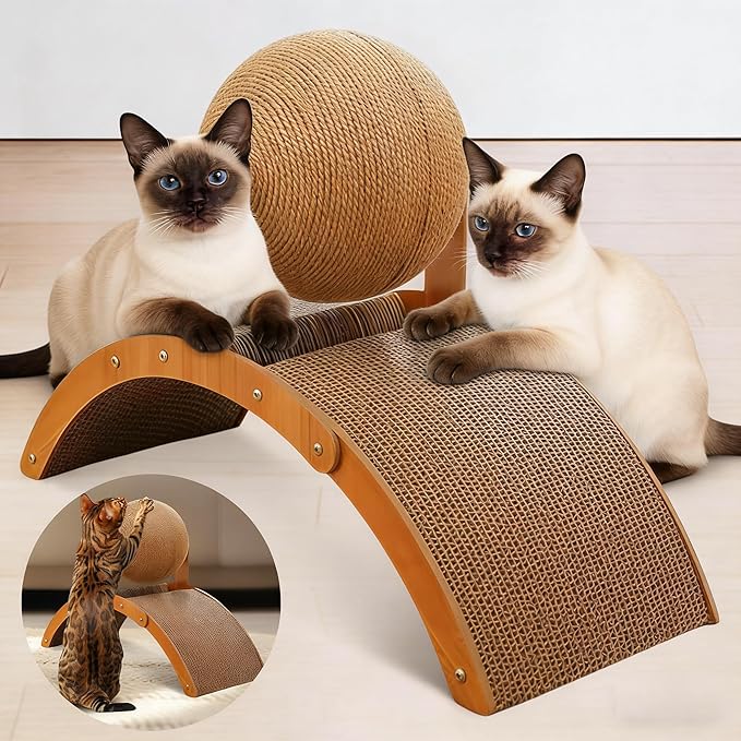 Interactive Scratch Pad for Cats,Ferris Wheel Design,Cat Scratching Post Design with Arch Bridge Balls-Stylish Cat Scratching Board for Kittens,Relieving Stress,Nail Grinding Biting Prevention
