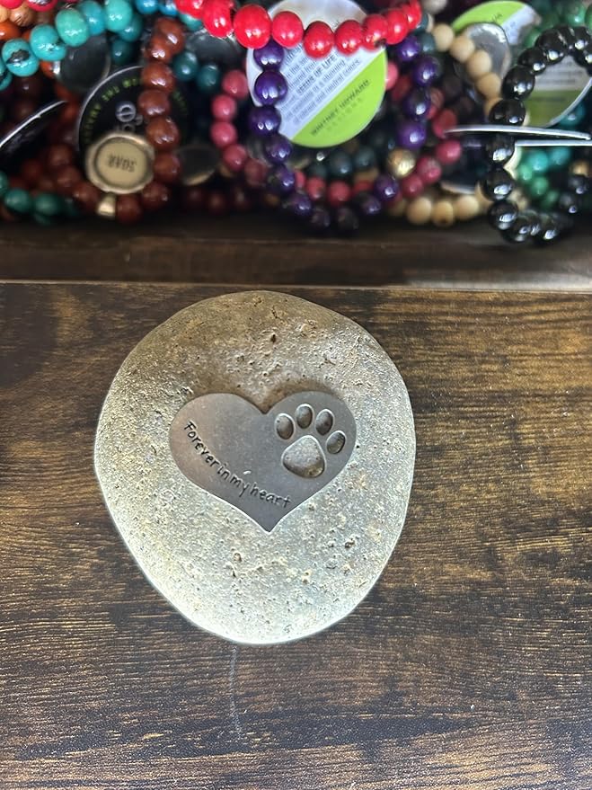 Comforting Dog Memorial Gift - Sympathy or Condolence Gift for Loss of Pet - Forever in My Heart Stone by Whitney Howard Designs