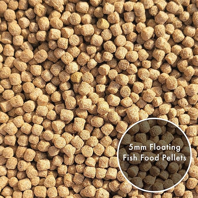HALF OFF PONDS All Seasons Koi Fish Food - 10 lb Floating Pellets, 5mm Size - Goldfish Food for Ponds - 28% Protein with Wheat Germ & Vitamins - Ideal for Year-Round Feeding & Water Clarity