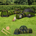 VIVOHOME 6-in-1 Outdoor Cat Enclosure with Playhouse, 2 Tents & 3 Tunnels - Portable Cat Playground with Leash and Mint Ball for Indoor/Outdoor Use, Yard Balcony Camping Safety