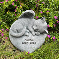Custom Angel Cat Memorial Grave Marker Tribute Statue,Personalized Pet Cat Headstone Memorial Gift Garden Stone, Engraved with Name and Date,Gift for Sweet Kitty