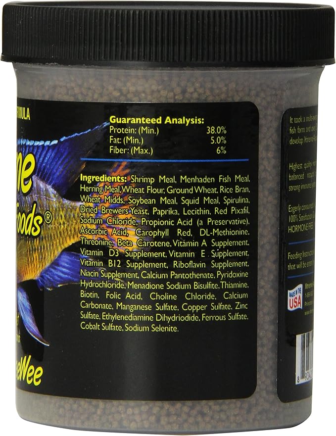 Xtreme Cichlid Peewee 1.5 mm Pellets - Proven Nutrition for Cichlids - Balanced Amino Acids, Boost Immune & Digestive Health, Color & Energy, Max Protein Freshwater Fish Food – USA Farm Grown (5oz)