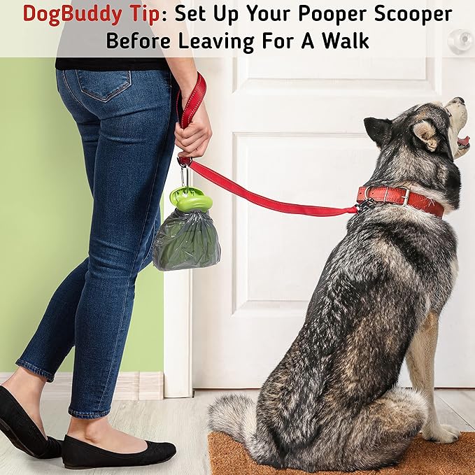DogBuddy Pooper Scooper, Portable Dog Pooper Scooper, Poop Scooper for Small and Large Dogs, Pooper Scooper with Bag Attachment, Leash Clip and Dog Waste Bags Included (Large, Mist)