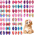 40PCS Christmas Dog Bows Cute Puppy Dog Small Bowknot Hair Bows with Rubber Bands Small Hairs Bowknot Pet Hair Accessories Pet Grooming Accessories for Party (Mixcolors)
