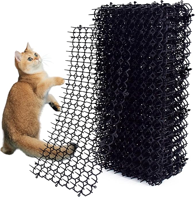 16 Pack 16 x 8 Inch Cat Scat Mat with Spikes, Scat Mat for Cats Cat Deterrent Mat Digging Stopper Repellent Spike Mat