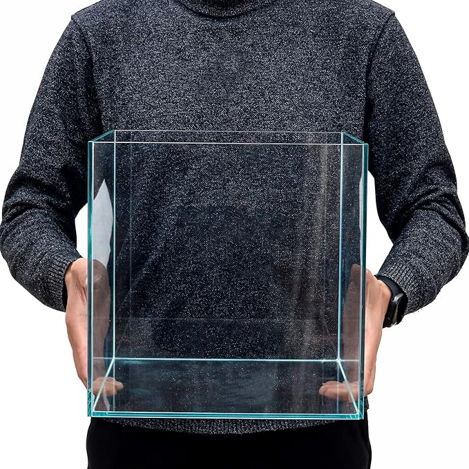 7Gal Ultra Clear Rimless Low Iron Glass Cubic Aquarium Tank (W11.81×D11.81×H11.81 inch(30x30x30cm)) 5mm Thickness Include Black Leveling Mat