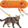 Reflective Cat Leash, 15ft Escape Proof Walking Lead Yard Long Leash, Extender Leash Training Playing Outdoor for Cats Puppy Kitten Small Dogs Rabbit Small Animals