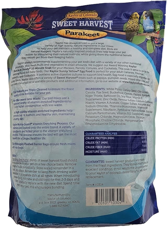 Parakeet Bird Food, 4 lbs Bag - Seed Mix for Parakeets Budgerigars Budgies