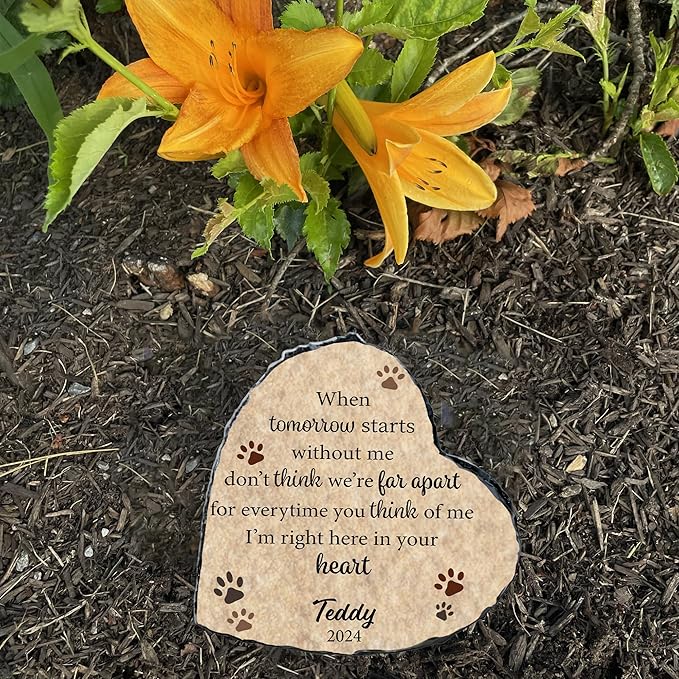 Personalized Cat Memorial Stone, Dog Cat Loss Memorial Gift, Loss of Cat Sympathy Gift, Memorial Plaque Pet Passing Away Gift (S-008)