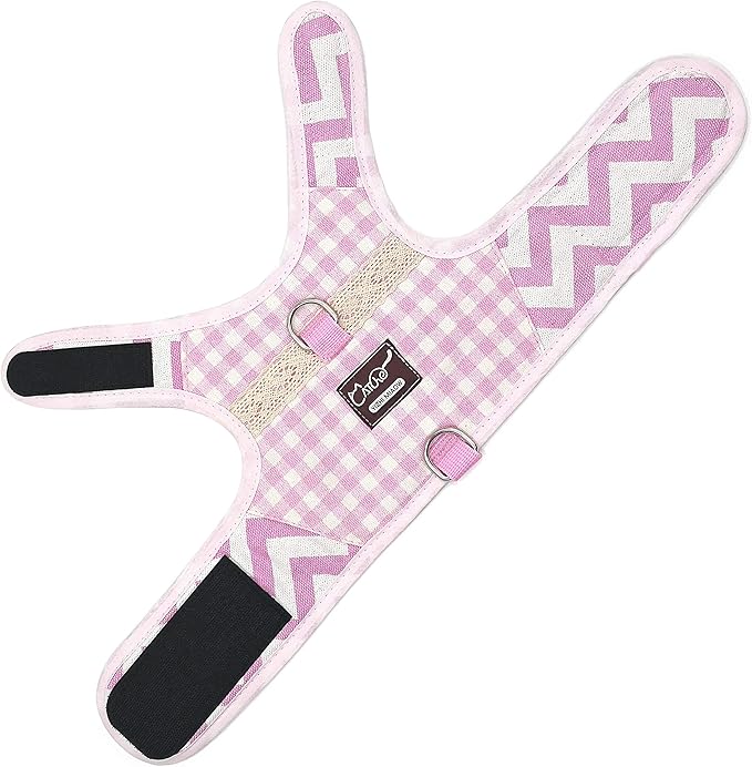 Cat Harness and Leash for Walking Escape Proof, Adjustable Cat Vest Harness, Padded Stylish Cat Walking Jackets, Pink Plaid, Large