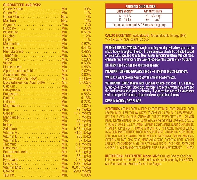Meow Mix Original Choice Dry Cat Food, 6.3 Pound Bag (Pack of 2)
