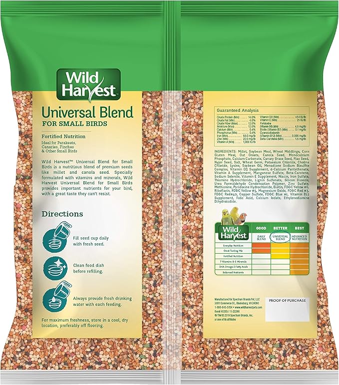 Wild Harvest Bird Seed Collection: Daily Blends and Advanced Nutrition for Parakeet, Canaries, Finches, Cockatiel, Parrots and More. (Pack of 2)