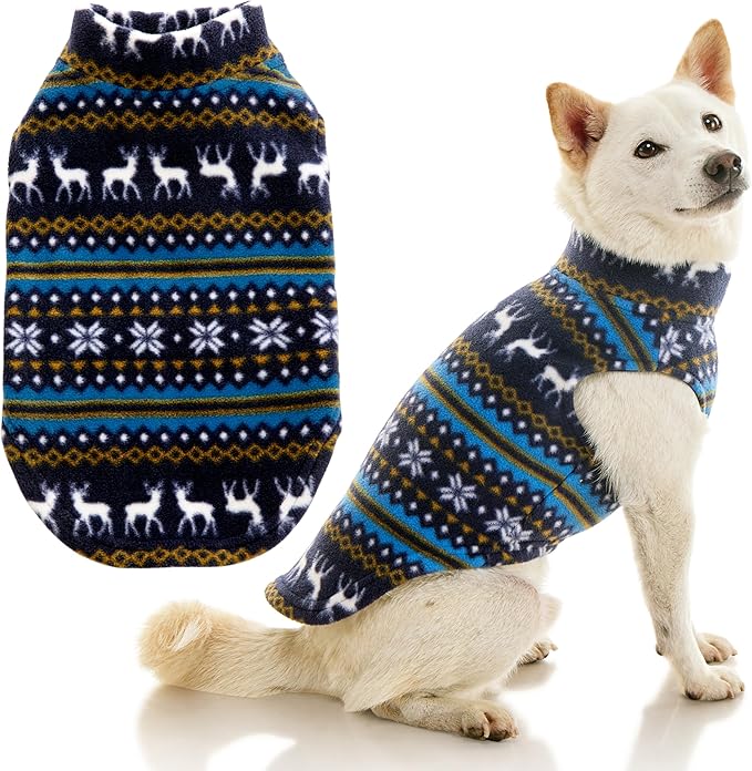 Gooby - Stretch Fleece Vest, Pullover Fleece Vest Jacket Sweater for Dogs, Reindeer Blue, X-Large