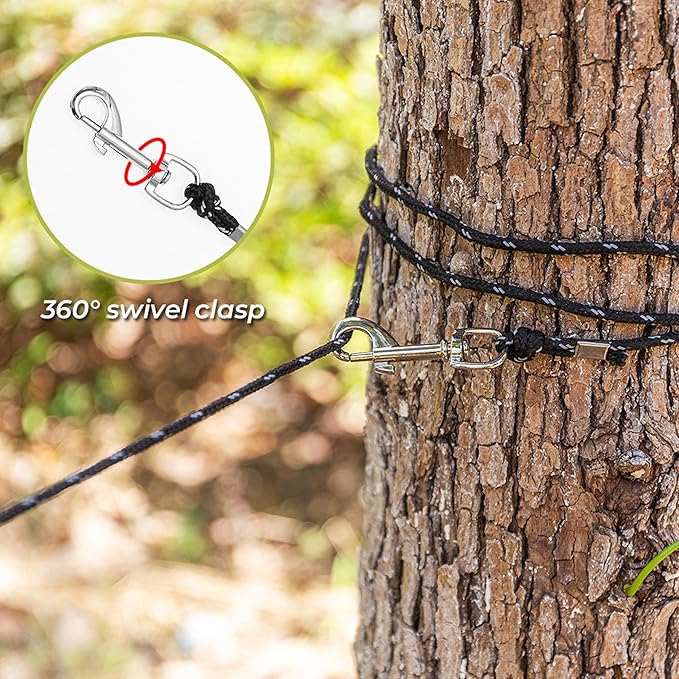 Reflective Cat Leash, 15ft Escape Proof Walking Lead Yard Long Leash, Extender Leash Training Playing Outdoor for Cats Puppy Kitten Small Dogs Rabbit Small Animals