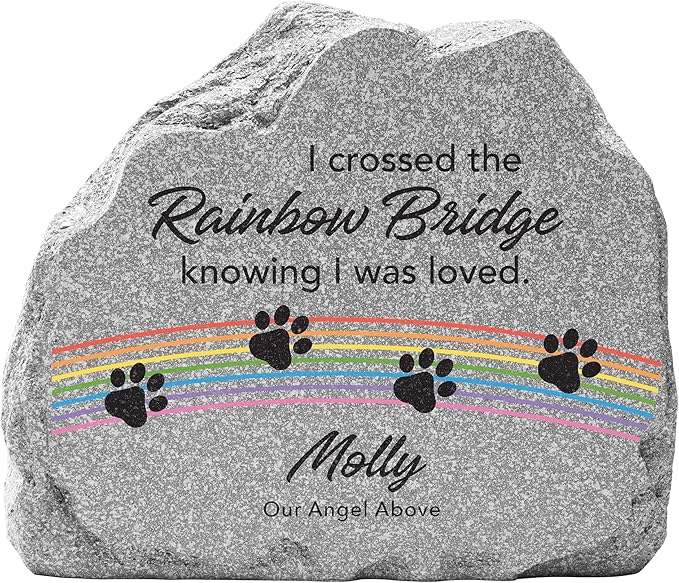 Let's Make Memories Personalized Pet Garden Stone - Sympathy, Condolences - Upright Dog, Cat Memorial - Over The Rainbow Bridge