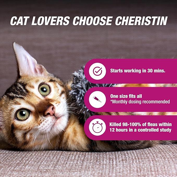 Cheristin Flea Treatment & Prevention for Cats | Fast Acting Topical flea Treatment for Cats Over 1.8 lbs | 1 Count (Pack of 2)