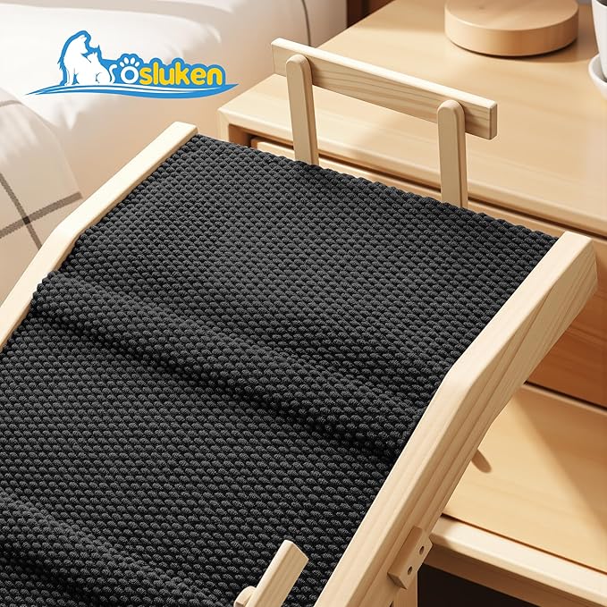 Dog Ramp for Bed with Rails, 64" Long Foldable Pet Ramp for Small Large Dogs, Dog Ramps for High Beds with Safety Side Railng, 6 Adjustable Heights 24" to 30" Up to 220LBS (Black, 64" X 17inch)