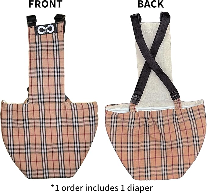 Chicken Diapers Duck Diaper Diaperalls for Hens, Roosters, Ducks, Ducklings - Reusable, Adjustable by Uni Infinity (British Plaid, Duck Medium, 1, Count)