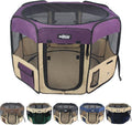EliteField 2-Door Soft Pet Playpen (2 Year Warranty), Exercise Pen, Multiple Sizes and Colors Available for Dogs, Cats and Other Pets (62" x 62" x 36"H, Purple+Beige)
