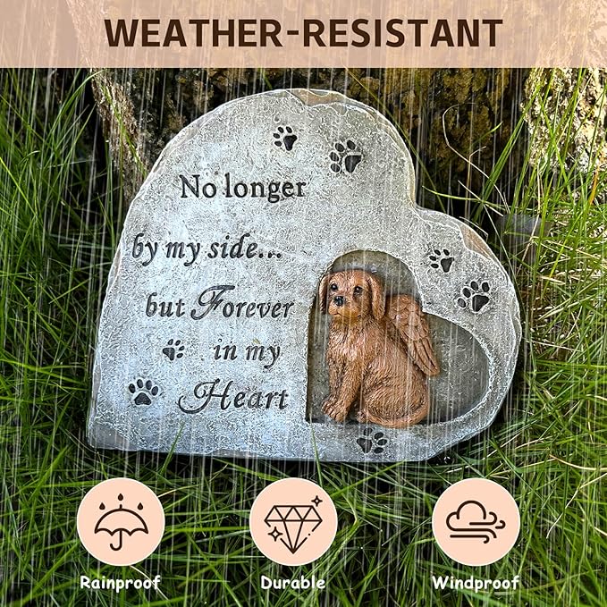 Dog Memorial Headstone, Pet Memorial Stone Sympathy Gift Outdoor Grave Marker Garden Stone Statue Dog Tombstone Comfort Gift
