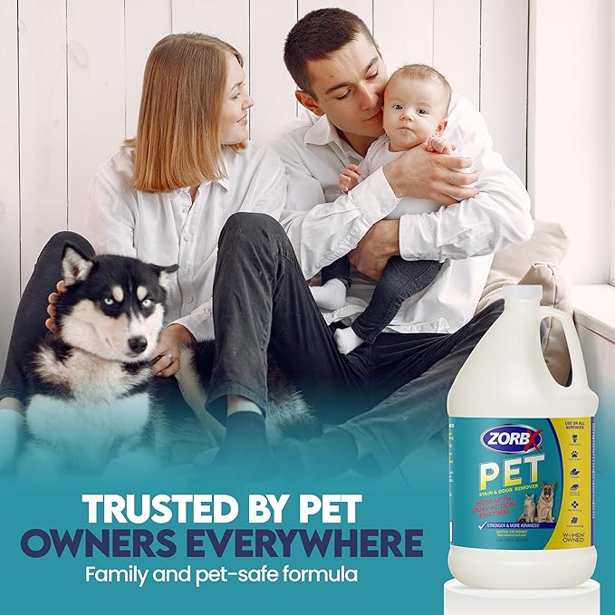 ZORBX Pet Stain and Odor Remover 128 FL Oz - Dual Action Pet Odor Solution for Carpet, Furniture, Dog & Cat Urine