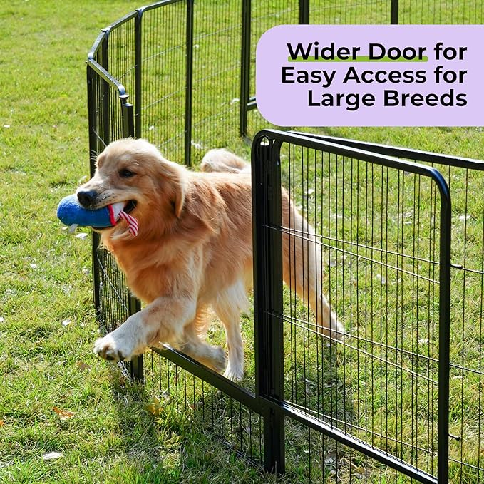 SunsGrove Dog Playpen Outdoor, Heavy Duty 32 Inch 12 Panels Dog Playpen for Small and Medium Dogs, Free and Safe Play Dog Fence Indoor, Black