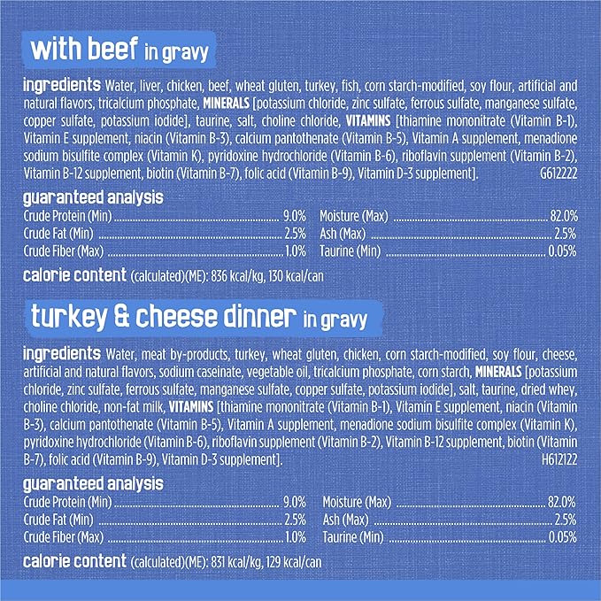 Purina Friskies Wet Cat Food Variety Pack, Shreds With Beef, Turkey and Cheese Dinner, Chicken and Salmon Dinner, and With Ocean Whitefish and Tuna - (Pack of 40) 5.5 oz. Cans